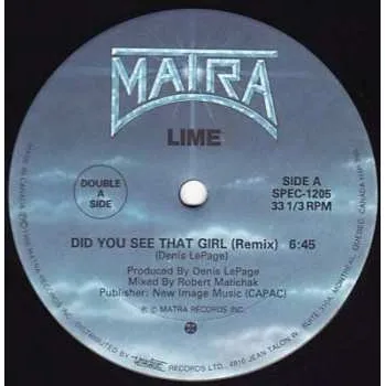 Zahraniční hudba LP Lime: Did You See That Girl / Cutie Pie 2017