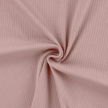 Úplet žebrovaný široký, pudrová růžová 130 (E) (Široký žebrovaný úplet z Holandska)