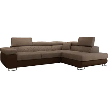 Sedací souprava Rozkládací rohová sedačka REGINA světle hnědá karo / hnědá