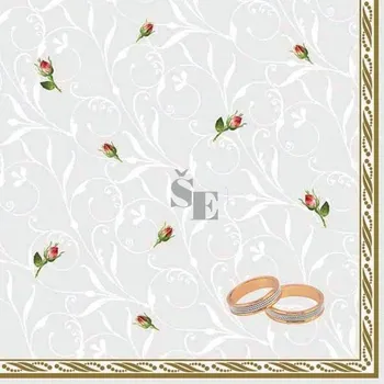 Papírový ubrousek Svatební papírové ubrousky prstýnky 1002 0233/3/20, Pol Mak