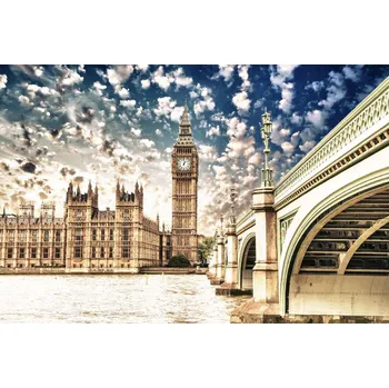 Fototapeta DIMEX | Vliesová fototapeta Pohled na Big Ben MS-5-1067 | 375 x 250 cm| modrá, hnědá + Vliesová fototapeta na stěnu DIMEX Pohled na Big Ben MS51067 v rozměru 375 x 250 cm + lepidlo zdarma