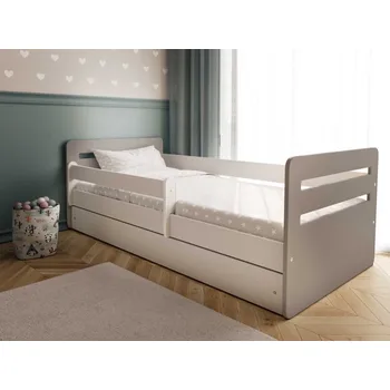 Postel KocotKids Šedá jednolůžková postel TOMI do dětského pokoje Zvolte rozměr: 80x140 cm, Zvolte matraci: Pěnová matrace, Zvolte šuplík: Bez šuplíku