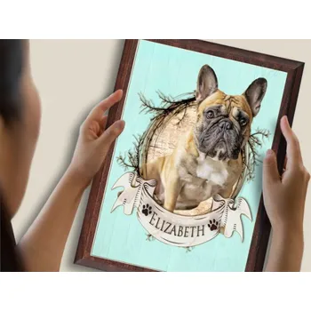 Plechová cedule 9021 Obraz s vlastním psem 30x23 - modrý