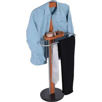 Věšák Věšák němý sluha LUKE dřevo buk, kov stříbrný, mramor