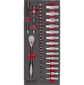 MILWAUKEE 3/8˝ pěnová vložka s nástrčnými klíči a ráčnou, 32ks