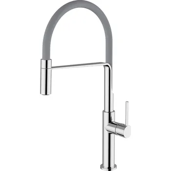 Vodovodní baterie Kuchyňská stojánková baterie, horní pružné otáčivé ústí s přepínačem, šedá K561BGE