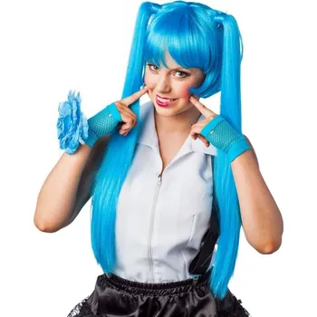 Karnevalový kostým Dámská paruka - Tyrkysová s culíky