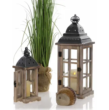 Lucerna Dřevěná lucerna MSL2552 - 35 cm