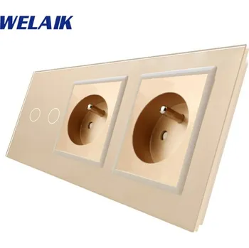 Elektrická zásuvka WELAIK dotykový vypínač ř.5+zásuvka FR+ zásuvká FR- ivory creme set.
