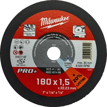 Příslušenství k brusce MILWAUKEE CutWSCS 41/180X1,5 PRO+ řezný kotouč, 1ks