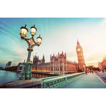 Fototapeta DIMEX | Vliesová fototapeta Westminster Bridge, Londýn MS-5-1033 | 375 x 250 cm| zelená, hnědá, šedá + Vliesová fototapeta na stěnu DIMEX Westminster Bridge, Londýn MS51033 v rozměru 375 x 250 cm + lepidlo zdarma