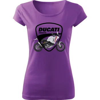 Dámské tričko s motorkou Ducati DesertX fialové