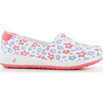 Dámská zdravotní obuv OXYPAS Dámská kožená pracovní obuv SOPHIE - Fuchsiová, květinový potisk Velikost: 41