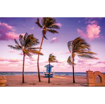 Fototapeta DIMEX | Vliesová fototapeta Hollywoodská pláž MS-5-3039 | 375 x 250 cm | modrá, bílá, fialová, hnědá + Vliesová fototapeta na stěnu DIMEX Hollywoodská pláž MS53039 v rozměru 375 x 250 cm + lepidlo zdarma