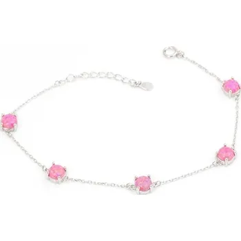 Náramek Dámský stříbrný náramek s růžovými opály 17-20 cm STNA0534F