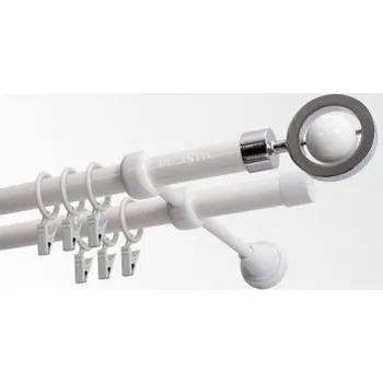 Garnýž Garnýž dvojitá 19mm biela leskla koncovka Sfera