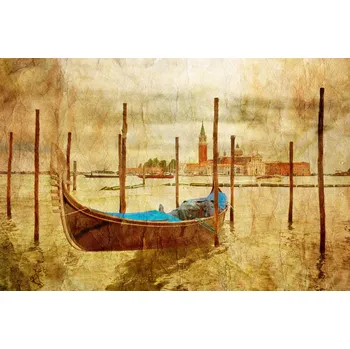 Fototapeta DIMEX | Vliesová fototapeta Gondola v Benátkách MS-5-2046 | 375 x 250 cm| modrá, žlutá, oranžová + Vliesová fototapeta na stěnu DIMEX Gondola v Benátkách MS52046 v rozměru 375 x 250 cm + lepidlo zdarma