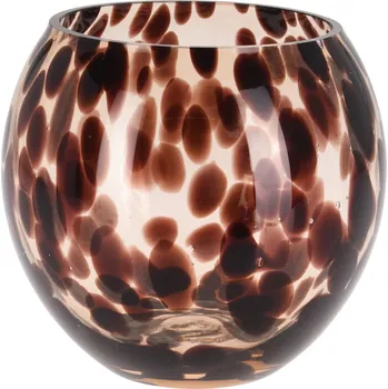 Svícen H&L Svícen z barevného skla 15x13cm, hnědá