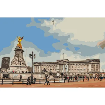 Malování podle čísel - Buckinghamský palác, Anglie 2 Velikost: 40x60cm, Rámování: Pouze srolované plátno