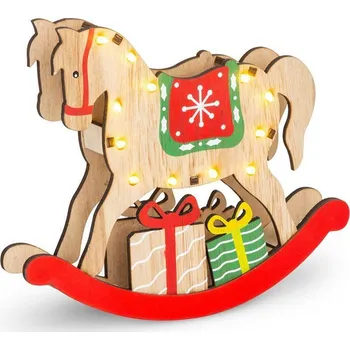 Vánoční dekorace Dekorácia MagicHome Vianoce, Drevený koník, 12 LED, teplá biela, 25x4x21 cm