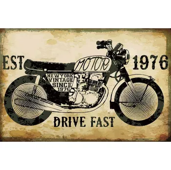Fototapeta DIMEX | Vliesová fototapeta Retro motocyklový plakát MS-5-2202 | 375 x 250 cm| červená, béžová, černá, žlutá + Vliesová fototapeta na stěnu DIMEX Retro motocyklový plakát MS52202 v rozměru 375 x 250 cm + lepidlo zdarma