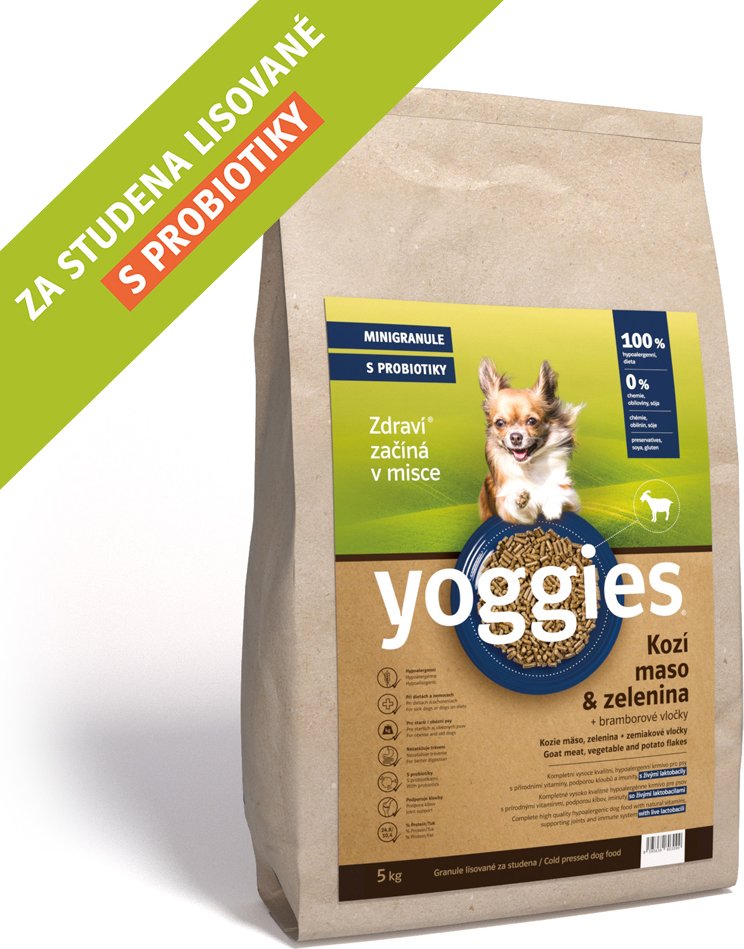 Yoggies Hypoalergenní s KOZÍM masem a bramborovými vločkami 5kg Minigranule