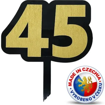 Jedlá dekorace na dort VypálímTi.cz 3D Zápich do dortu - Jubilejní 45