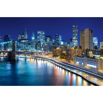 Fototapeta DIMEX | Vliesová fototapeta Financial District, Manhattan MS-5-2946 | 375 x 250 cm | modrá, žlutá, hnědá + Vliesová fototapeta na stěnu DIMEX Financial District, Manhattan MS52946 v rozměru 375 x 250 cm + lepidlo zdarma