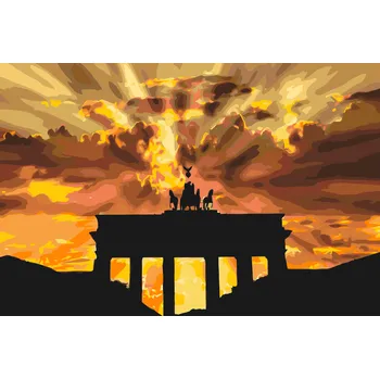 Malování podle čísel - Brandeburská brána Velikost: 40x60cm, Rámování: Pouze srolované plátno