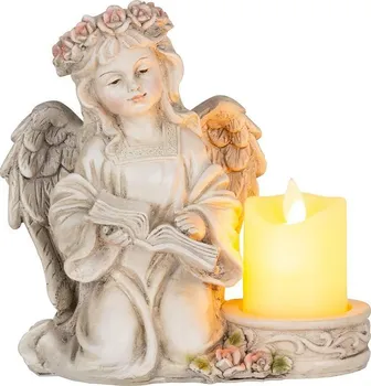 Smuteční dekorace MagicHome 8091290 anděl s knihou a LED svíčkou