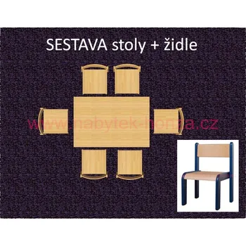 Jídelní set set L obdélník 80x120 + 6 židlí