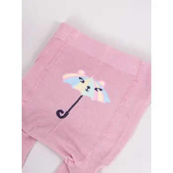 YO Punčocháče RAB0005G starorůžové s deštníkem a mráčkem s ABS protiskluzem velikost oblečení - děti: 80/86