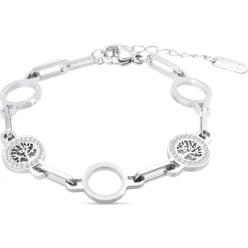 Náramek biju Náramek na ruku z chirurgické oceli, dva stromy života s kroužky a zirkony 2002126
