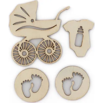 Galeria Papieru Dřevěné výřezy samolepicí Baby přírodní, 4ks