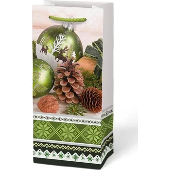 Dárková taška 100x220x55 mm - T03 V06-3 - Baňky zelené