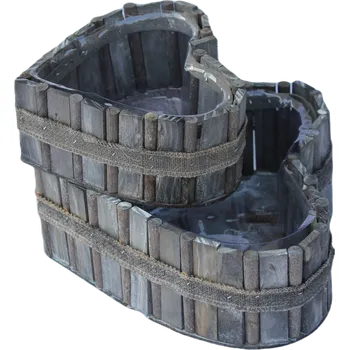 Srdce dřívka set šedá 2 ks