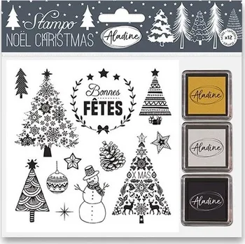 Dětské razítko Razítka Stampo Nöel Aladine - Vánoční stromečky (13 ks)