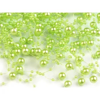 Svatební dekorace Perly na silonu Ø7 mm sv. zelená