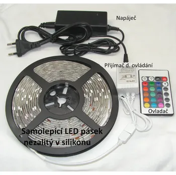 LED páska Sada 2m RGB LED pásek+ dálkový ovladač 24 funkcí + zdroj IP20