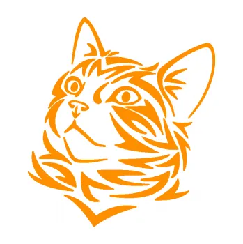 Samolepící dekorace Kočka 028 levá hlavička (06 - oranžová) SAMOLEPKA NA AUTO, NÁLEPKA, FÓLIE, POLEP, TUNING, VLASTNÍ TEXT, TISK, AUTOSAMOLEPKY.cz, POLEPY, OBRÁZEK, LOGO, 3D STICKERS