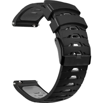 eses Silikonový vzorkovaný řemínek - Černo šedý, 20 mm