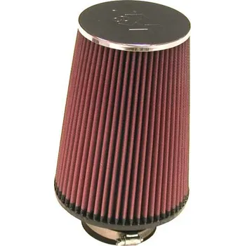 Filtr pro motocykl K&N univerzální kulatý zkosený filtr se vstupem 76 mm a výškou 203 mm, kovový vrchlík