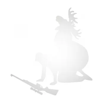 Samolepící dekorace SAMOLEPKA Los a lovec levá (82 - odrazková reflexní bílá) NA AUTO, NÁLEPKA, FÓLIE, POLEP, TUNING, VLASTNÍ TEXT, TISK, AUTOSAMOLEPKY.cz, POLEPY, OBRÁZEK, LOGO, SAMOLEPKY