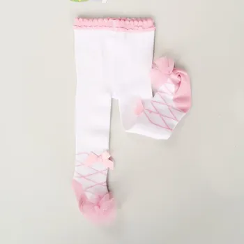 Roztomilé princeznovské kojenecké punčochy Barva: bílé s mašličkami, Velikost: 18-24M (10 cm)