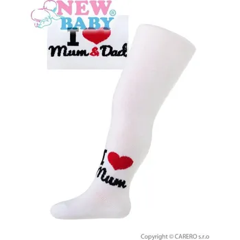 NEW BABY Bavlněné punčocháčky New Baby Bílé I love mum and dad Vel. 80