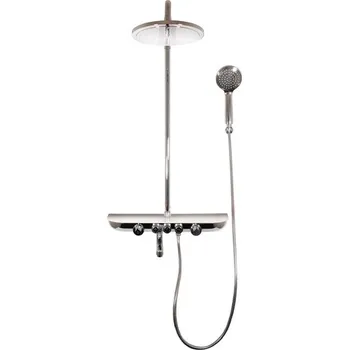 Vodovodní baterie Vodovodní baterie vanová/sprchová s pevnou tyčí, hlavovou a ruční sprchou, police CORRALIT bílá MURRAY NEW, Barva: CORRALIT/bílá/pevná tyč