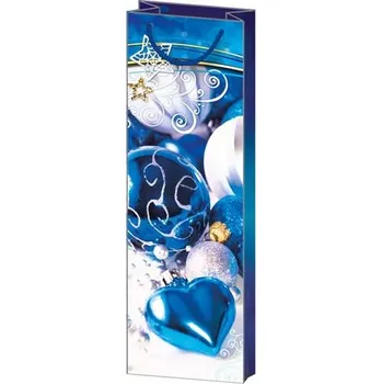 Dárková taška na láhev T12 V18-2 - modro-stříbrná