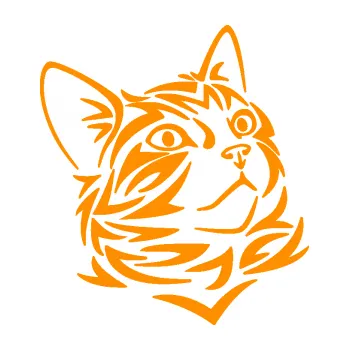 Samolepící dekorace SAMOLEPKA Kočka 028 pravá hlavička (06 - oranžová) NA AUTO, NÁLEPKA, FÓLIE, POLEP, TUNING, VLASTNÍ TEXT, TISK, AUTOSAMOLEPKY.cz, POLEPY, OBRÁZEK, LOGO, SAMOLEPKY