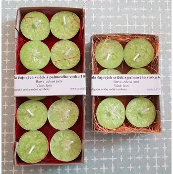 Svíčka Čajové svíčky - barvu a vůni si vyberte, Barva olivová, Vůně bílý čaj, Varianta balení 6 ks