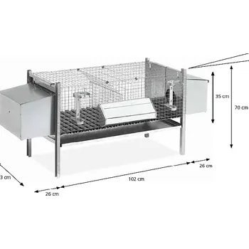 Dvoumístná klec pro králíky, s přepážkou, bez hnízd, na odstav